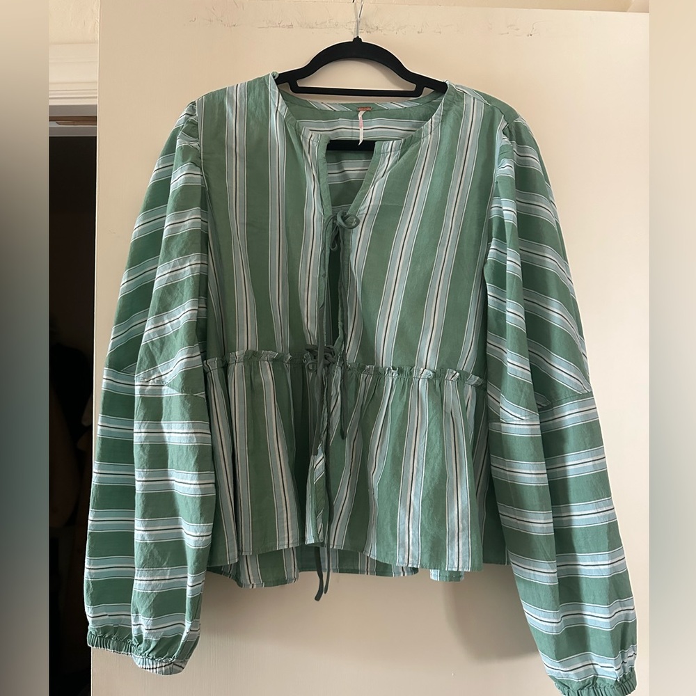 Free people Brunch Babe Striped Tie Top